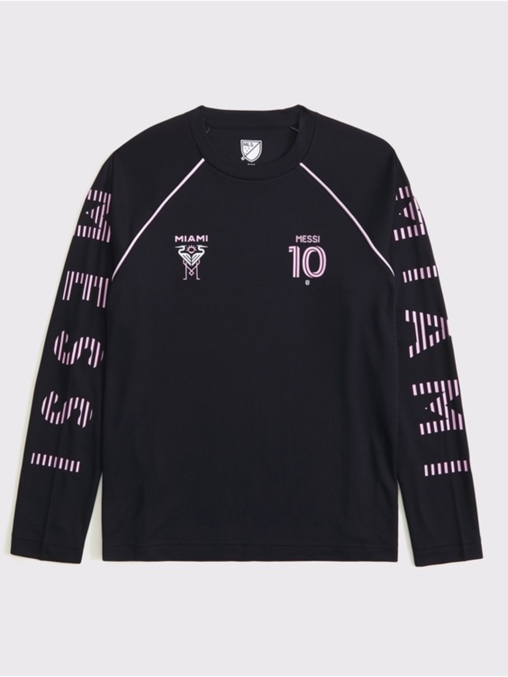 Kids' Inter Miami Messi #10 Black & Pink Long Sleeve Top